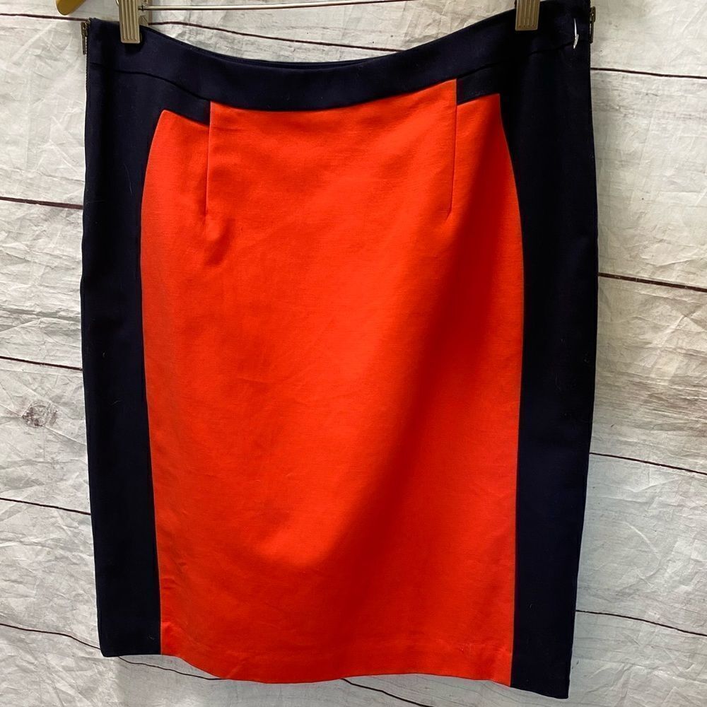 Worthington Color Block Pencil Skirt-Orange & Navy-Size 10